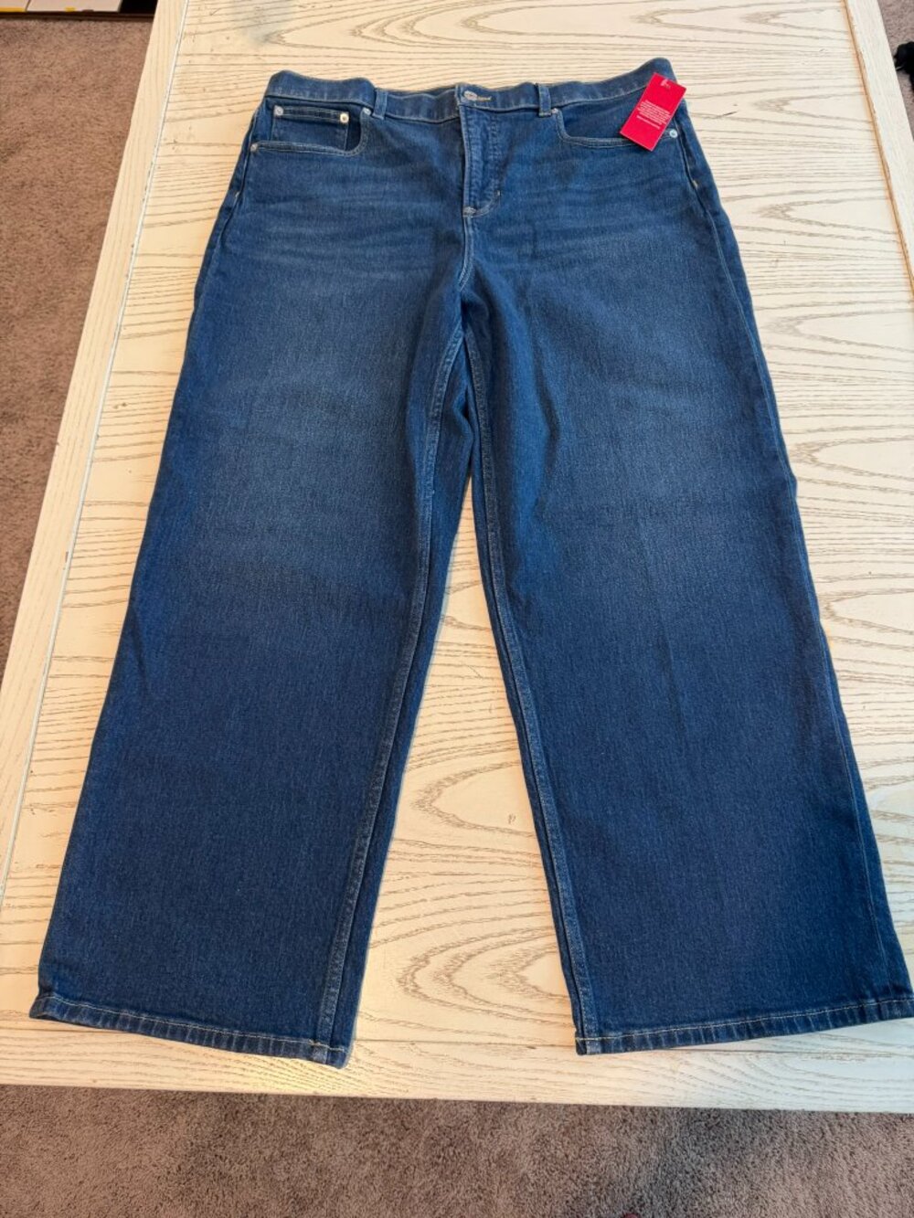 NWT SPANX Mid-Rise 90s Straight Leg Jeans - Adriatic Blue Size 1X Regular Inseam